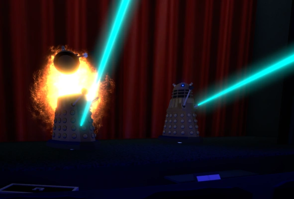 Daleks under attack from Human Daleks